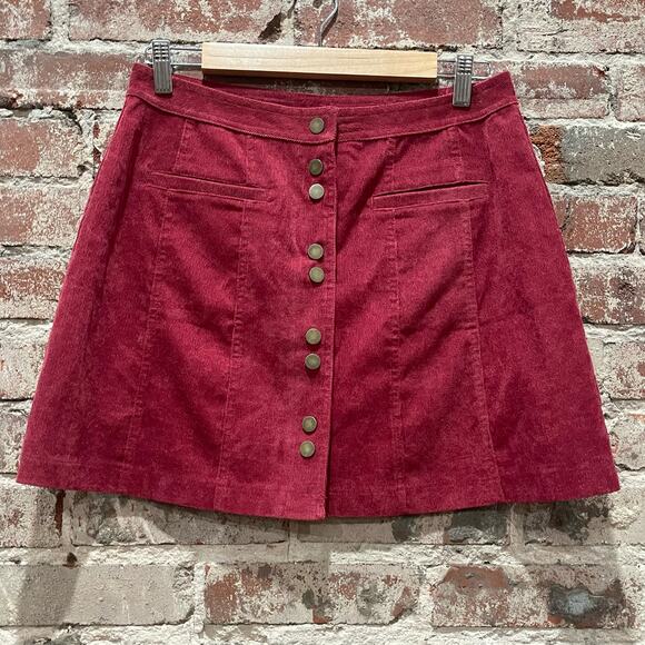 Lulu’s Wine Red Corduroy Mini Skirt Size Large - Picture 2 of 6